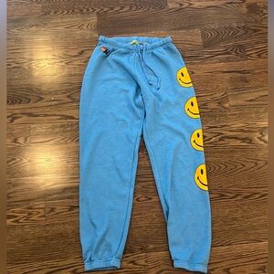 Aviator nation blue smiley sweatpants sz medium!